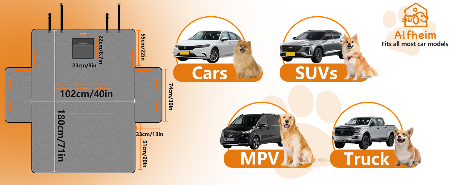 Захист для багажника автомобіля Alfheim для собак - водовідштовхувальний та легкий у догляді - універсальний. Килимок у багажник з захистом краю вантажного отвору (чорний, потовщений)