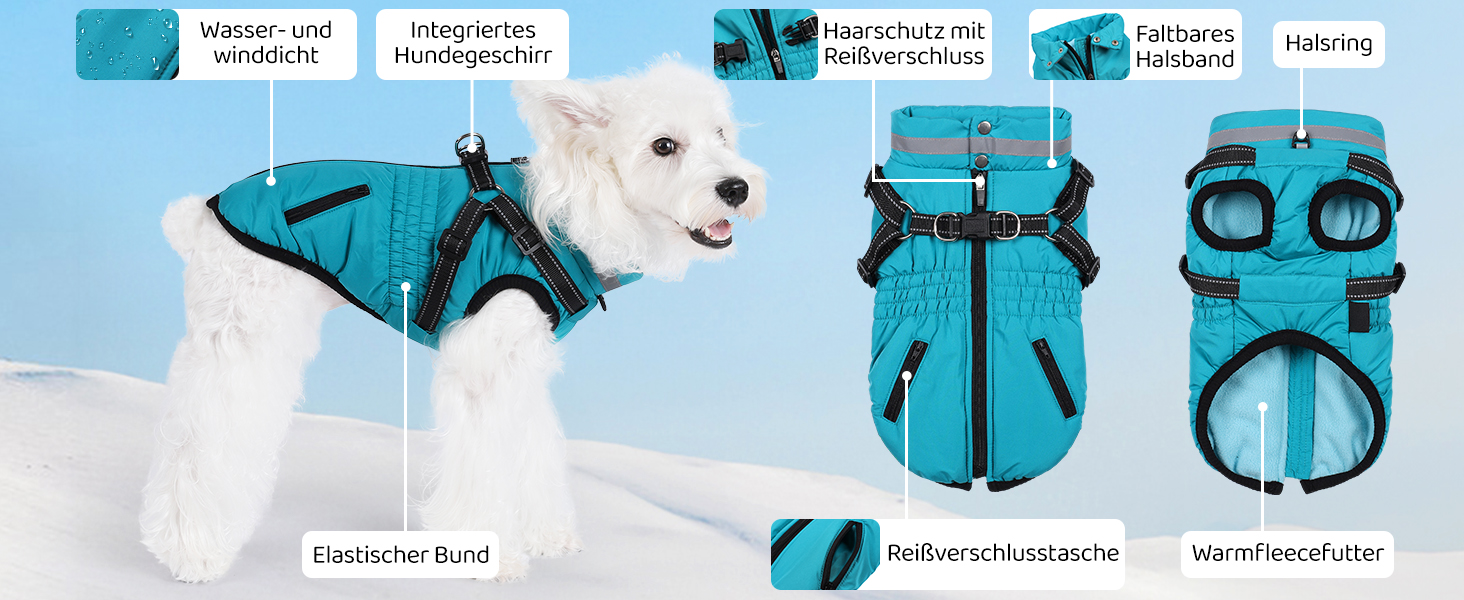 Теплий зимовий одяг для собак та котів - куртка, водонепроникний, зелений (XXL, червоний)