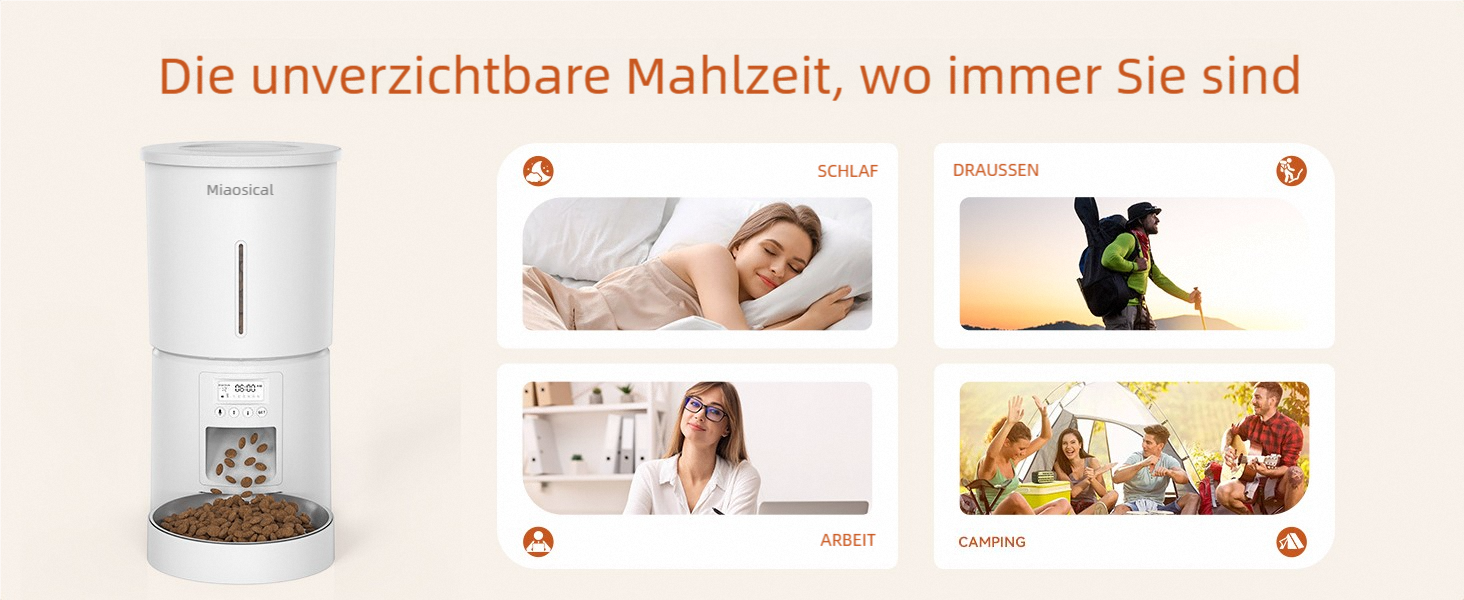 Автомат годівлі для котів 4.2L з програмуванням, з нержавіючою чашею, 6 прийомів їжі на день