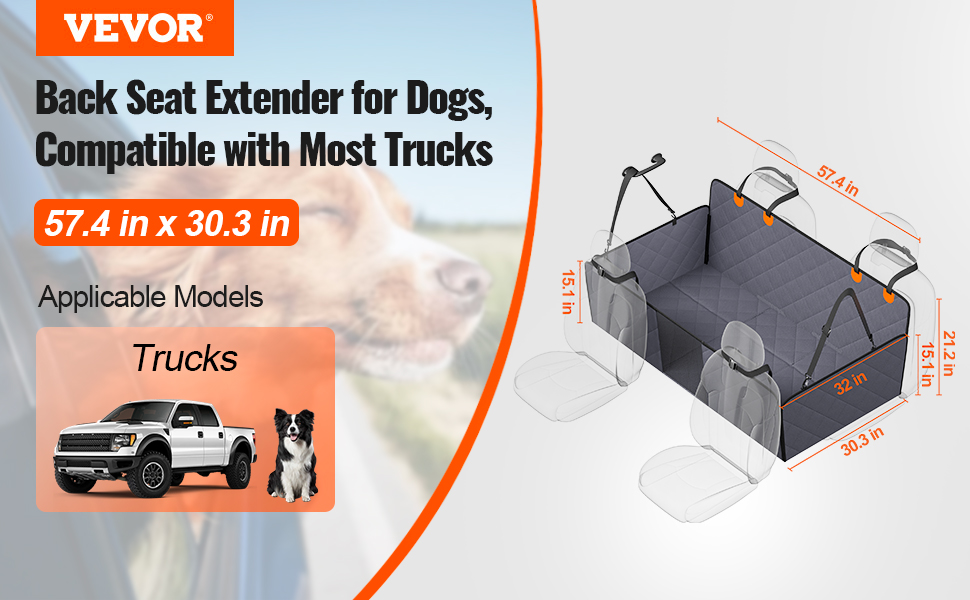 Захисна ковдра для собак VEVOR на заднє сидіння авто, 137x61 см, до 180 кг, з жорсткою основою, сітчастим вікном та кишенею для зберігання