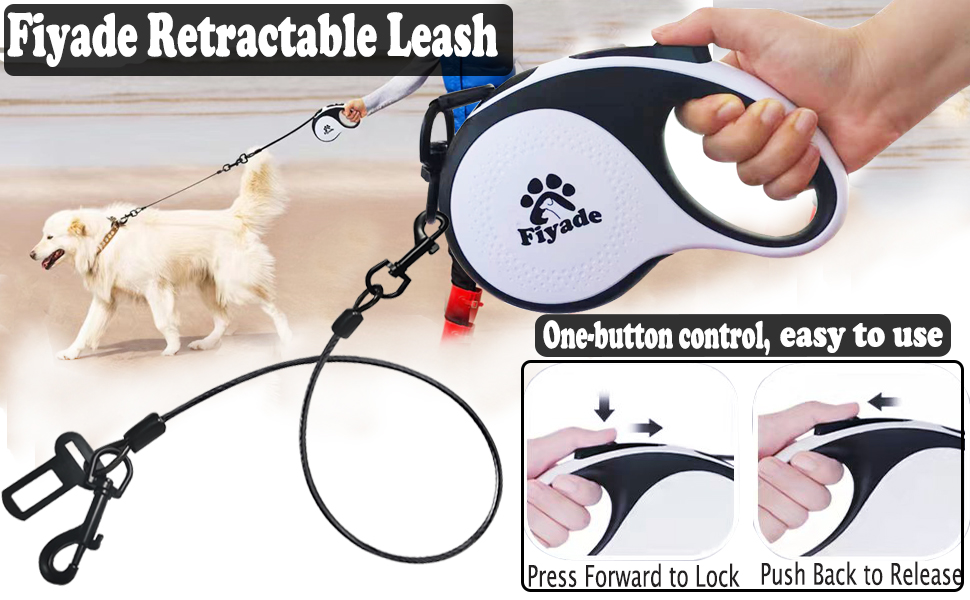 Висувна поводок для собак, 5 м, поводок-рулетка з ланцюгом, подвійний поводок для 2 собак, подовжений поводок для середніх та великих собак до 50 кг, білий та чорний, з пряжкою