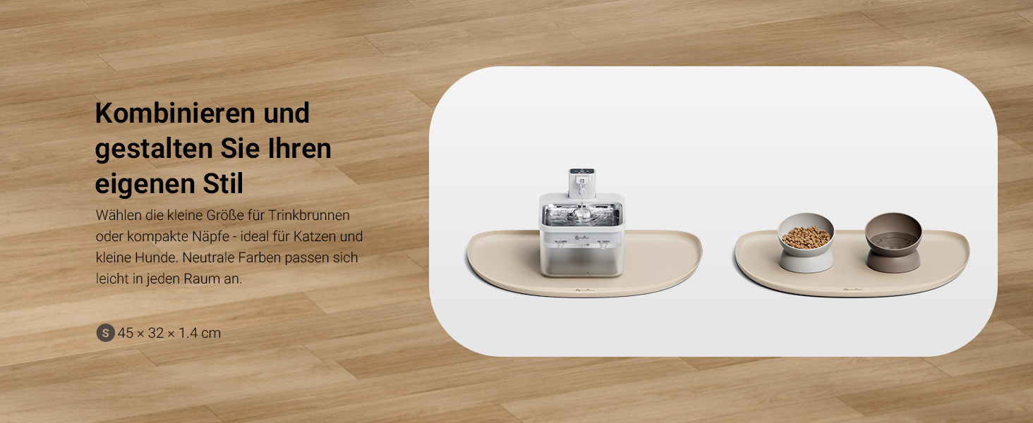 Підкладка під миску для котів DownyPaws, силіконова, 62 x 43 см, бежева. Захист від розливу води та корму, легко миється, BPA-free