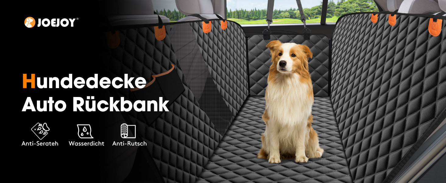 Захист для автосидіння для собак JOEJOY, 135 x 144 см, чорний. Водонепроникний, стійкий до подряпин, з боковим захистом та віконцем. Підходить для авто, мінівена, SUV.