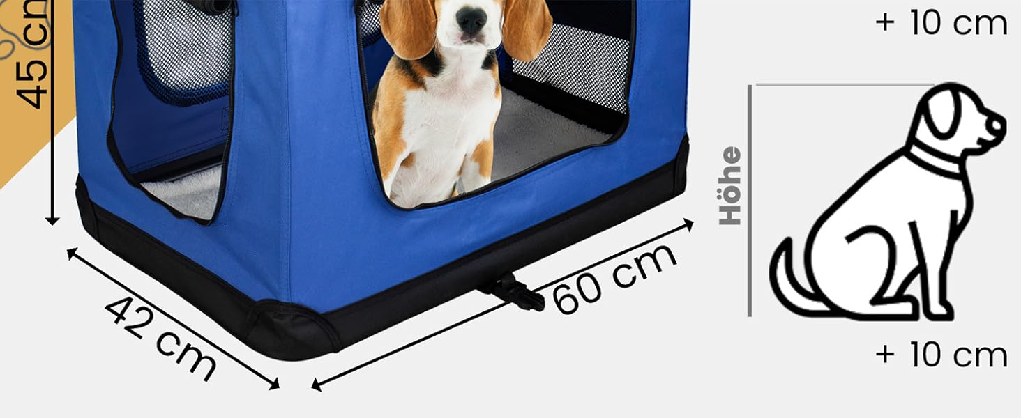 Транспортна переноска для собак та котів Petigi (M, 60x42x45 см, блакитна) - переноска-ліжко для авто