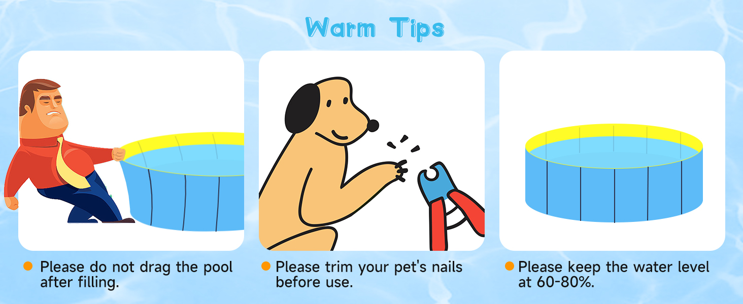 Басейн для собак Nobleza: складаний, 80x20 см, блакитний та жовтий, для великих та маленьких собак та котів