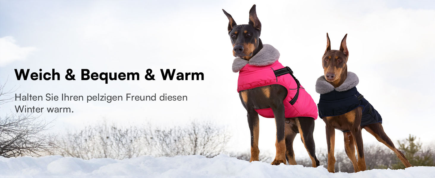 Зимовий теплий водонепроникний одяг для собак Queenmore, куртка для собак з шлейкою, 3-шарова, світловідбиваюча, для великих порід (лабрадор, хаскі, голден ретрівер) (Морська хвиля, 2XL) XXL Морська хвиля