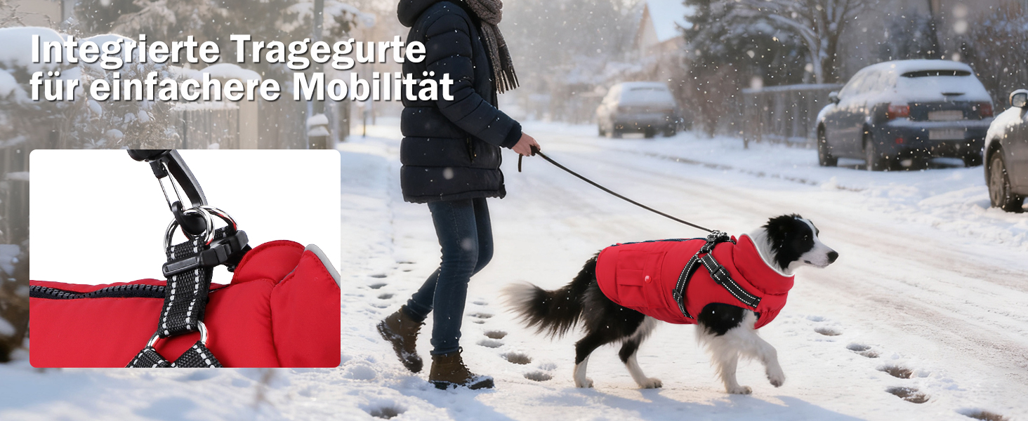 Зимовий теплий куртка для собак середнього розміру, червоний, бавовна, водонепроникний, з жилетом, світловідбиваючий