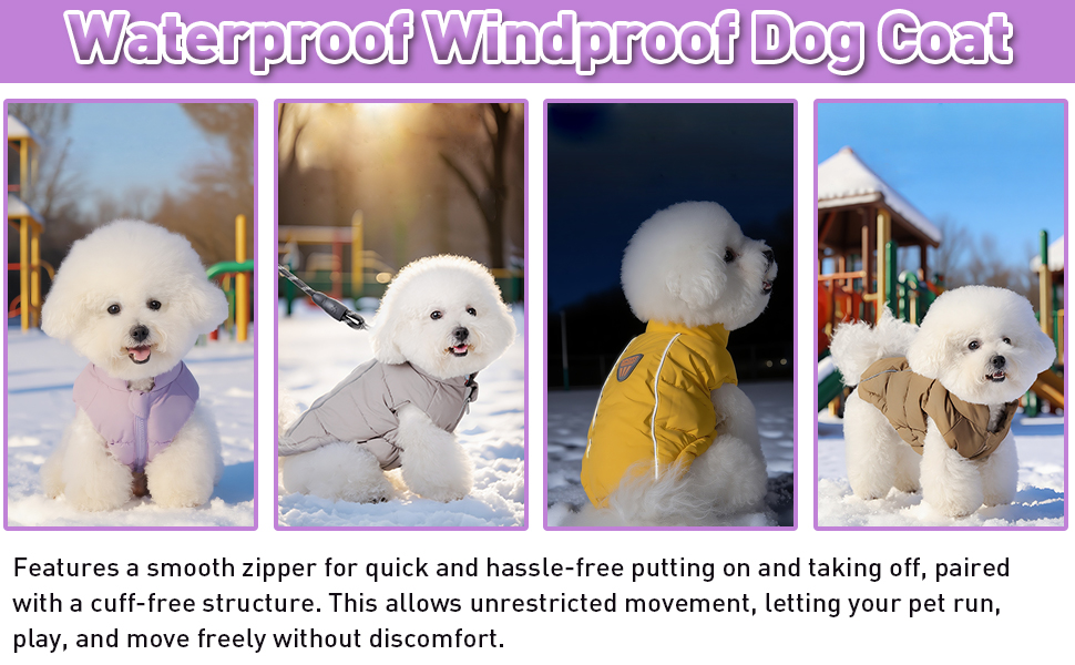 Водонепроникна та вітрозахисна жилетка для собак з D-кільцем, тепла зимова куртка для собак (Lila, S)