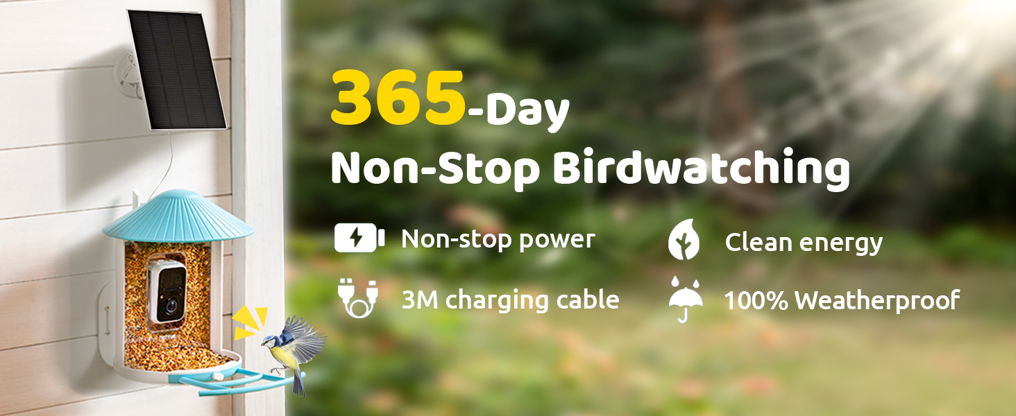 Розумна годівниця для птахів NETVUE Birdfy з камерою, Wi-Fi, нічним баченням, автоматичним записом відео, для спостереження за птахами