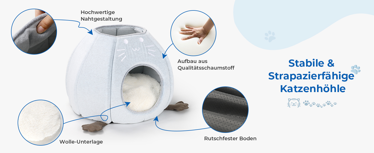 Кігтеточка-будиночок для котів, блакитна, розмір M, 40x40x35 см. Зручне ліжко з Sherpa подушкою, ідеально для дому.