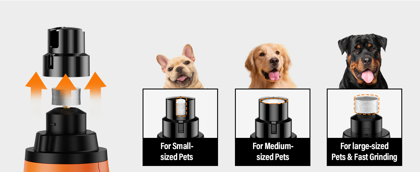 Шліфувальник кігтів для собак Casfuy Smarter Krallenschleifer 6-ступінчатий з LED-підсвіткою, тихий, перезаряджається, для собак та котів великих, середніх та малих порід, оранжевий/західний колір (Sunset Chevron)