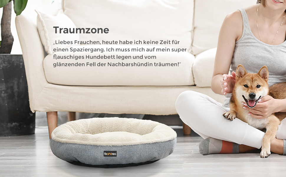 Кругла лежанка для собак та котів Feandrea, Ø 55 см, сіра