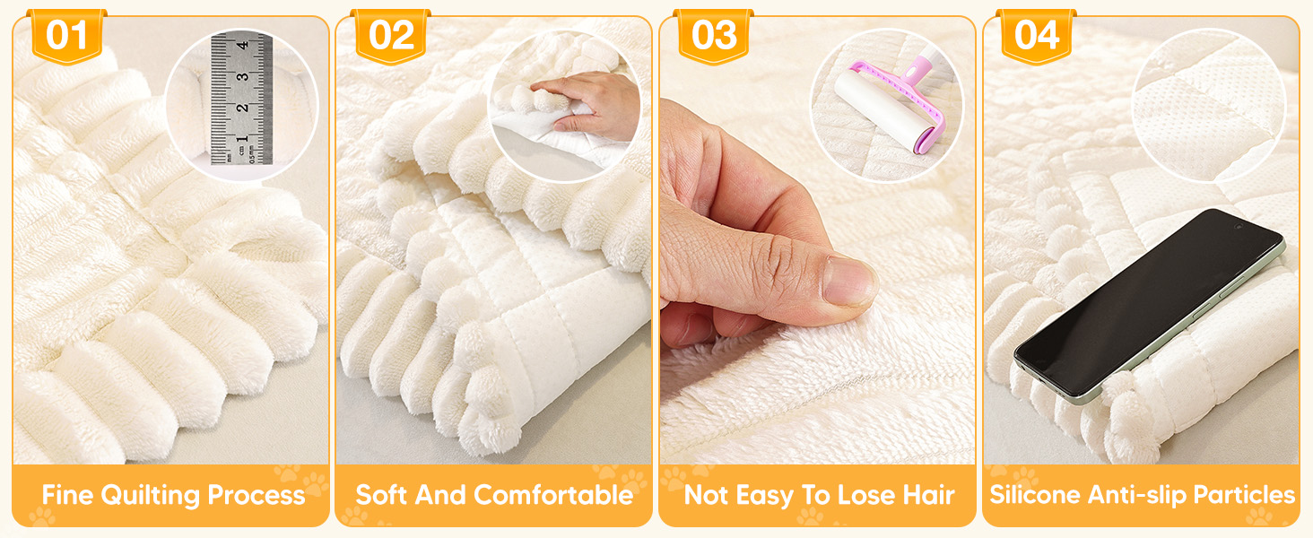 Плед на диван для собак, фланелевий, 70 x 180 см, бежевий. М'який, зручний, антиковзаючий, для захисту дивана від шерсті та бруду. Можна прати в машині.