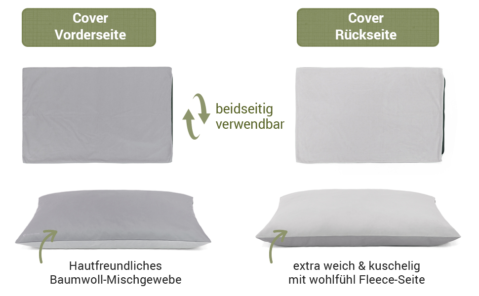 М'яке ліжко для собак великих порід Doctor Bark GreenLabel, зелений колір, знімний чохол L, світло-сірий