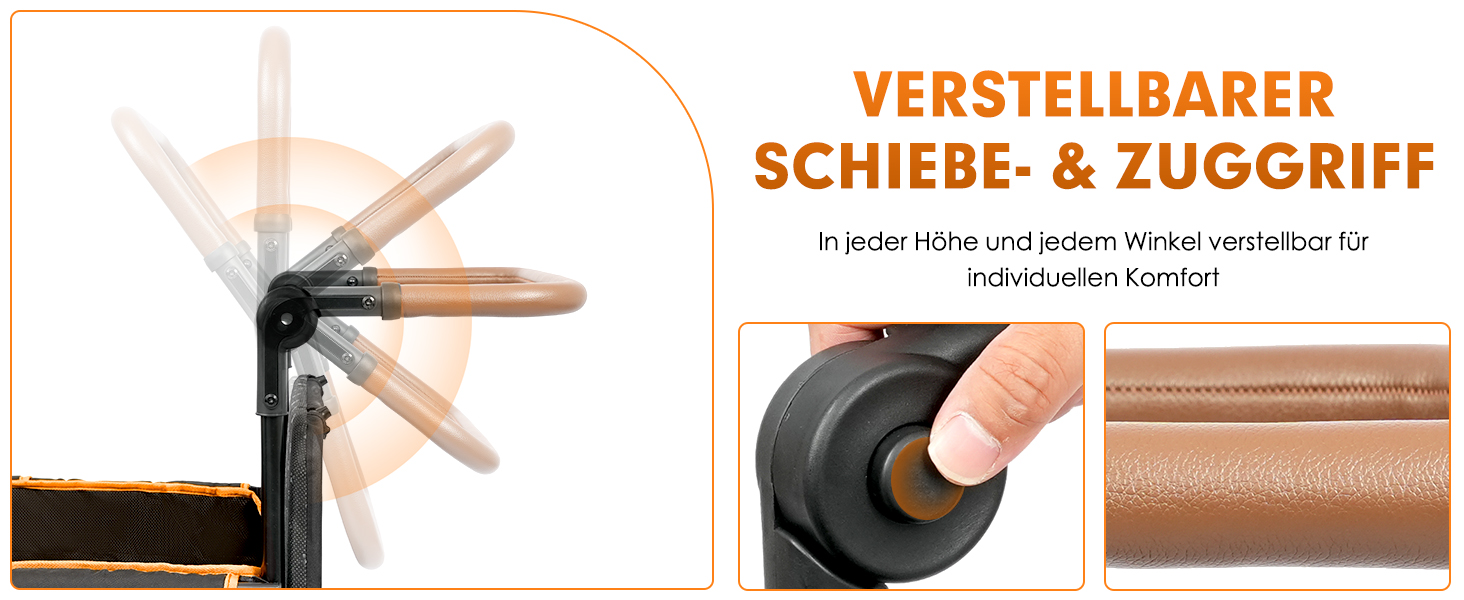 Візок для собак Snagle Paw з заднім люком та рампою, великий, складний, для великих та середніх собак, з регульованою ручкою та стоянковим гальмом, 4 колеса для прогулянок, джоггінгу, подорожей, до 90 кг, чорний/помаранчевий