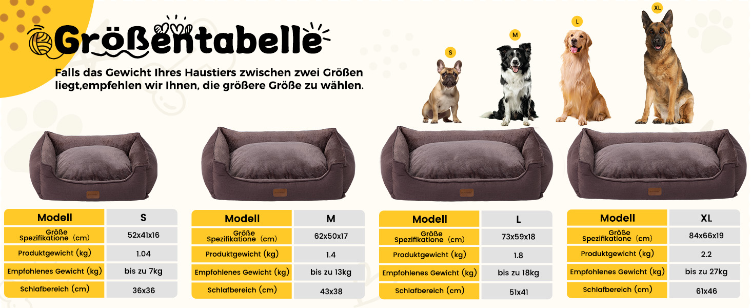 Ортопедичне ліжко для собак маленьких та середніх порід, 52x41x16 см, м'яке та зручне, кошик для собак з високим бортиком, знімний та пральний чохол, неслизьке, для дому та авто (темно-коричневий, S)