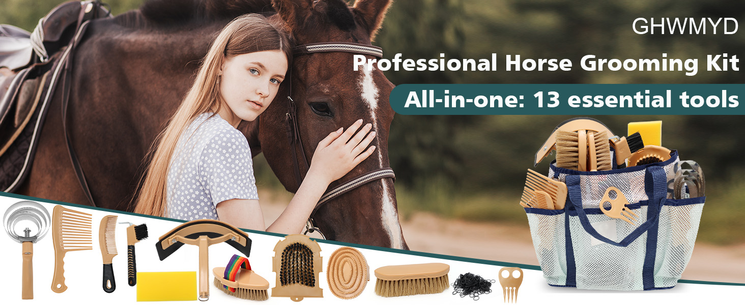 Набір для догляду за конем GHWMYD 13 предметів: щітки, гребінці, інструменти для грумінгу