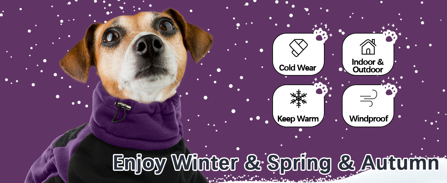 Пуловер для собак, тепла куртка з флісу, костюм для середніх собак, костюм-комбінезон з ніжками, пуловер для собак, теплий халат з флісу, костюм для собак Hunter Fleece (Хакі, фіолетовий)