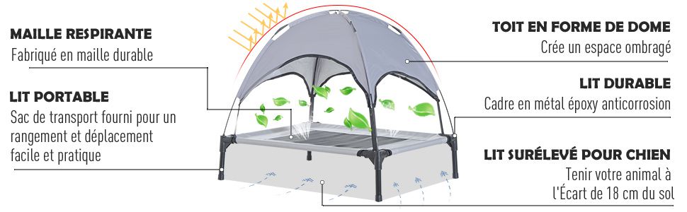 Клітка-будка для собак та котів HOMCOM PawHut з підставкою, комфортна, з тканиною Oxford, UV-захистом, мікроперфорацією + сонцезахисний тент + переносна сумка, сіра/чорна, L 61 x 61 x 46 см