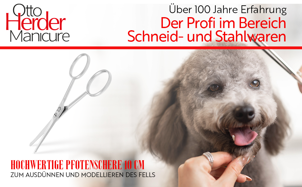 Ножиці Otto Herder для стрижки подушечок лап собак, нержавіюча сталь, 10 см