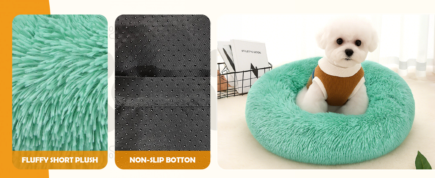 М'яке ліжко для собак та котів, корзина для собак, зручне миється, 70 см, кругла ліжко для собак з плюшу, диван для собак та котів, для маленьких, середніх та великих собак, (Д 50 x Ш 50 x В 20 см, Темно-зелений)