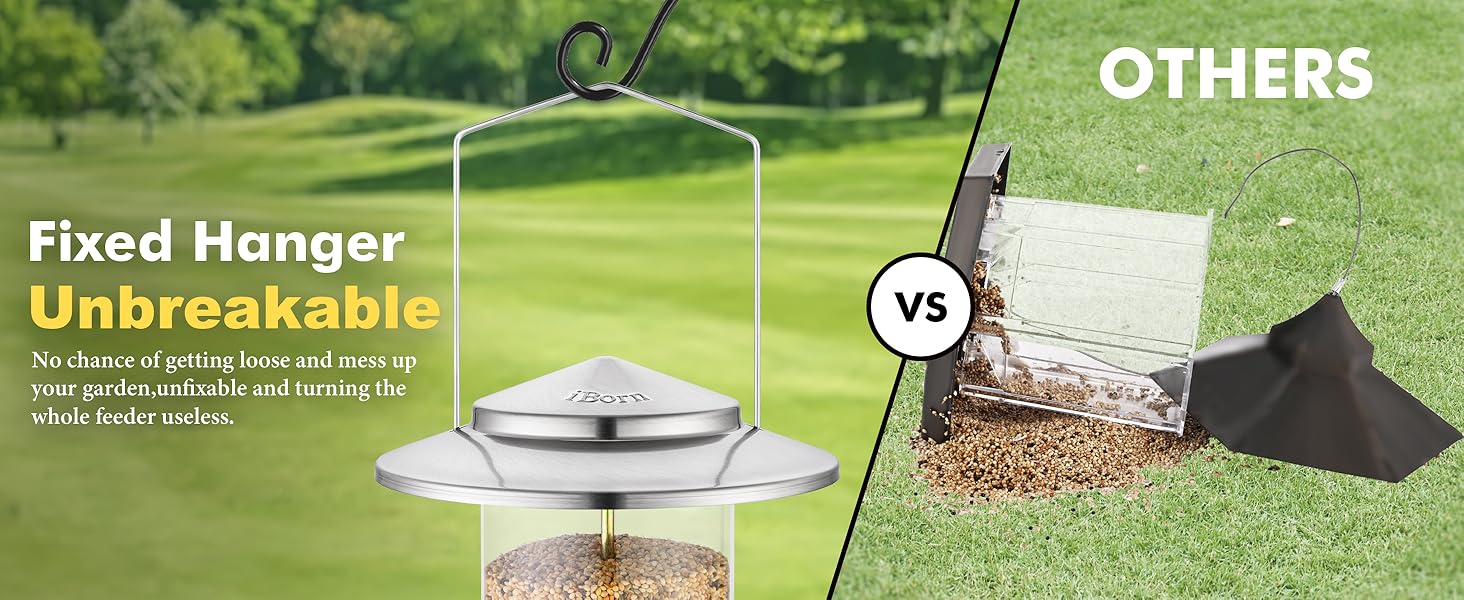 Годівниця для птахів iBorn, Металева годівниця-будиночок, Зелений колір, 18 см, для цілорічного годування, 6 отворів