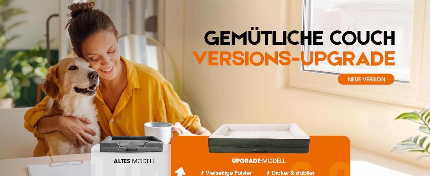 Ортопедичне ліжко для собак XL, корзина для собак, що стирається, з яєцевидною піною, вологостійкий диван для собак з неслизьким дном та чотиристоронньою подушкою (91x61x18 см, оливковий)