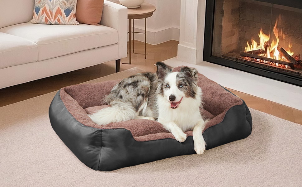 Велике ортопедичне ліжко для собак XXL, чорне (100x80x22 см), миється, для великих собак