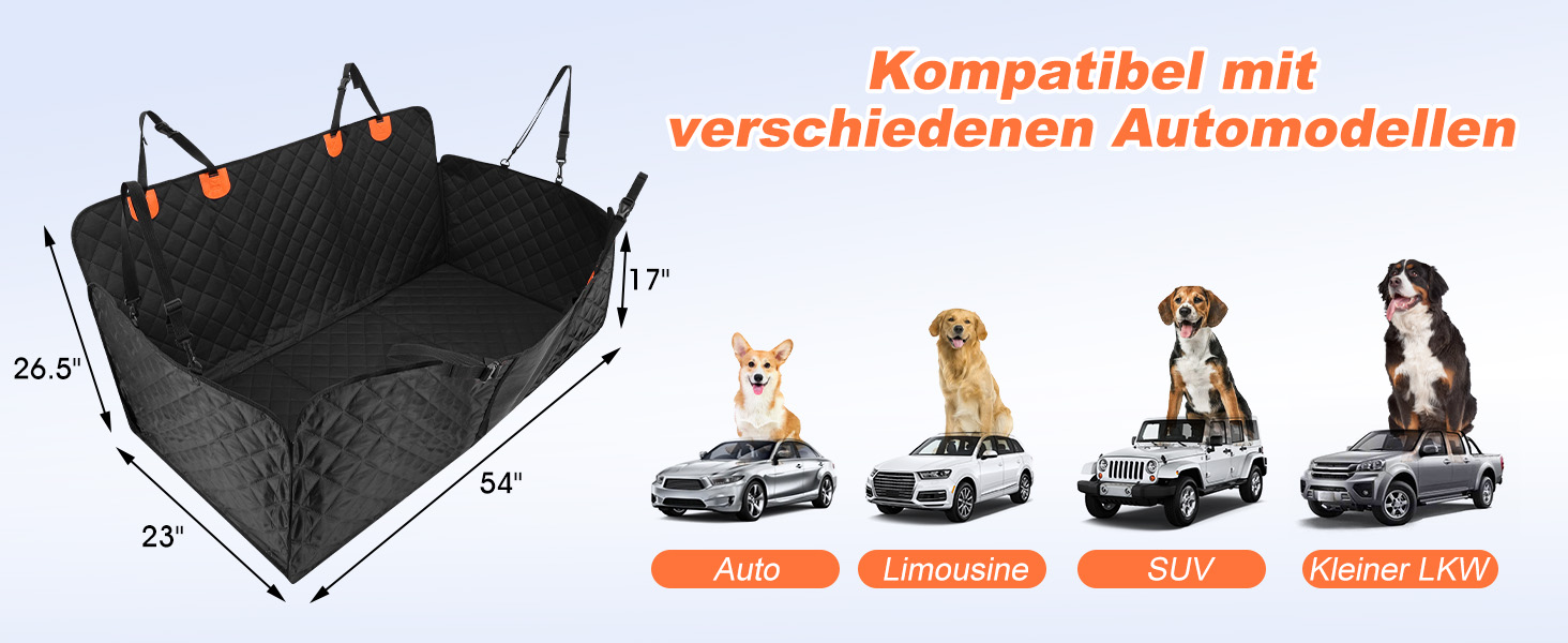 Захисна підстилка для собак у машину, водонепроникна, антикіготок, для заднього сидіння, з кріпленням на ремені безпеки, сумісна з більшістю авто, SUV та пікапами