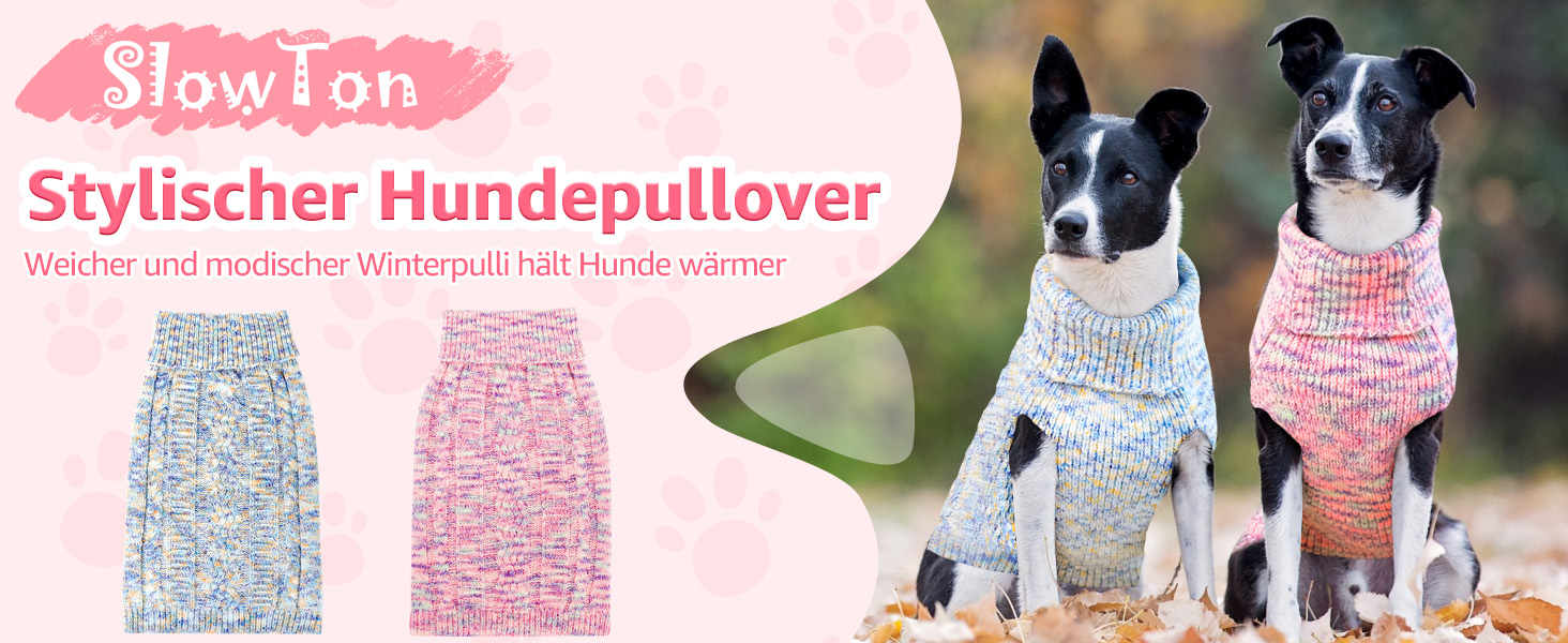 Пуловер для собак SlowTon, теплий зимовий пуловер з коміром-горловиною для дрібних та середніх собак, блакитний, XL