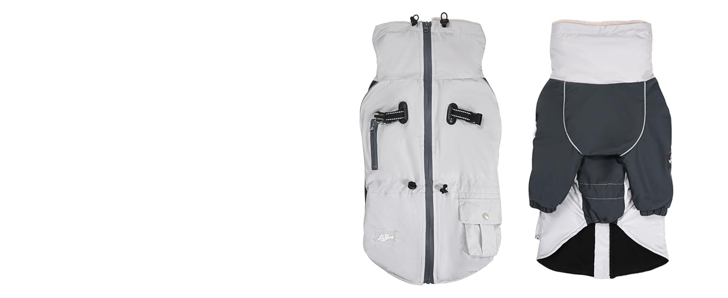 Теплий водонепроникний жилет для собак середнього та великого розміру з кільцем для повідка та кишенею. Зимовий костюм для собак, в'язаний фліс, захист від вітру та снігу, сірий, XL