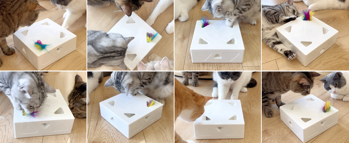 Інтерактивна іграшка для котів MigiBox: електрична мишка з 7 отворами, 4 шт. аксесуарів, для розваги, з підзарядкою, паперова