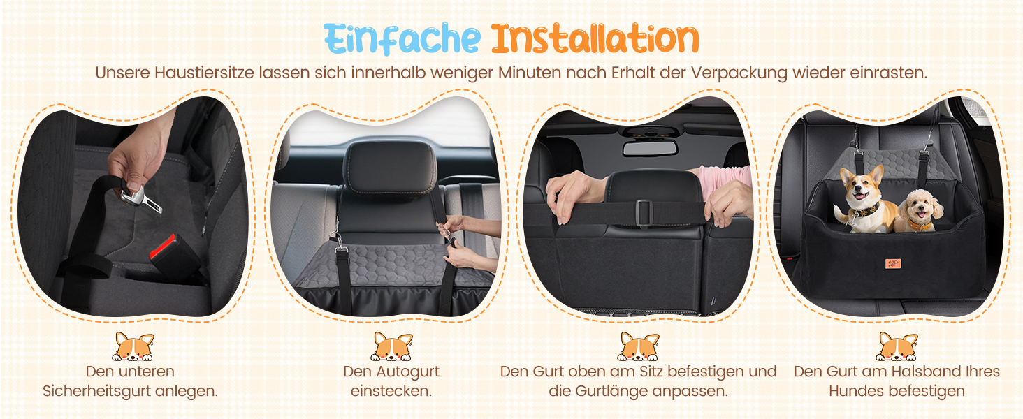 Автомобільний лежак для собак середніх та великих порід 78x55x53 см, знімний, миючий, з поводом, водонепроникний чохол, для великих собак