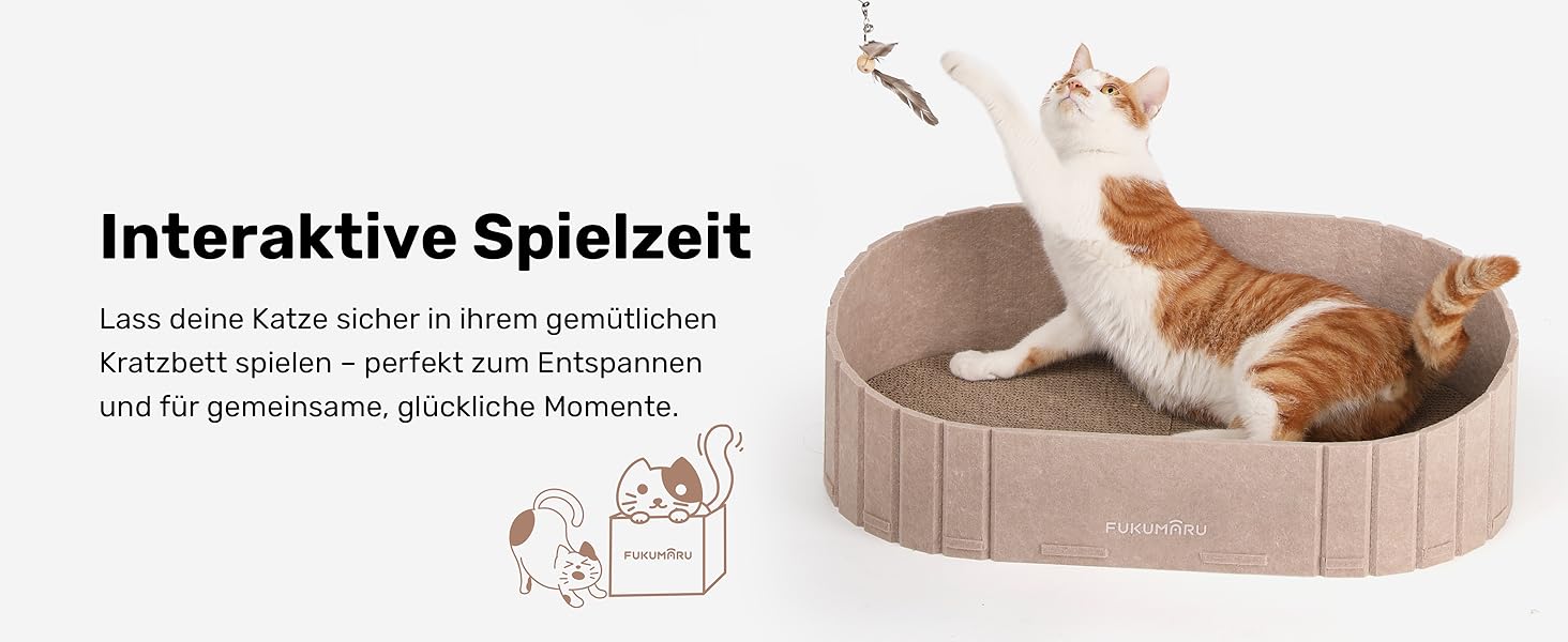 Кразберідка для котів FUKUMARU: диван з крафт-паперу, 61 см, з м'якими подушками, бежевий