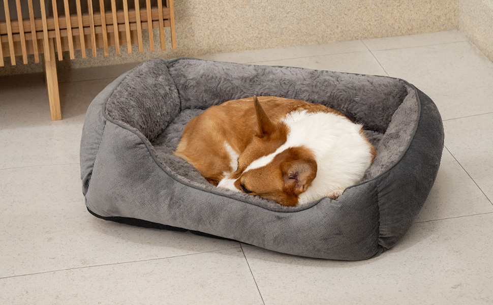 Крісло-ліжко для собак великих порід, м'яке, тепле, сіре, 76x61x23 см, з антиковзною основою