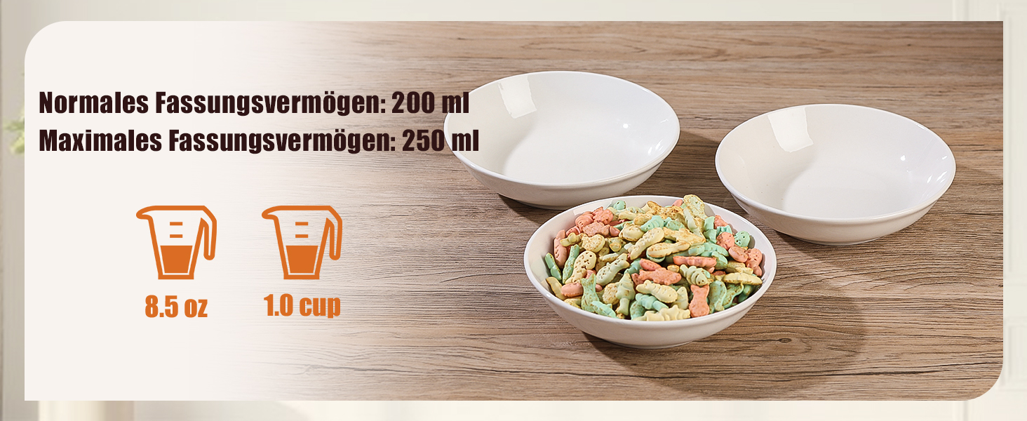 Набори мисок для котів з кераміки Katzennapf Set - 6 шт. Миски для корму для котів у мінімалістичному стилі, широкі, плоскі, зручні для вусів, мікрохвильові та придатні для миття в посудомийній машині, 250 мл, білі