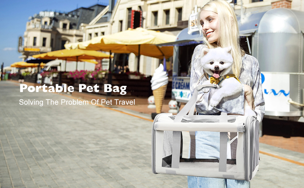 Транспортна переноска для собак та котів PETCUTE, складана, з внутрішнім ременем безпеки, схвалена авіакомпаніями, дихаюча, для подорожей та прогулянок, бежева