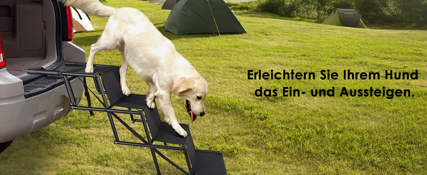 Сходи для собак Caliyo, 4 сходи, авто, до 75 кг, чорний, регульована висота, для великих собак, для авто, диванів та ліжок