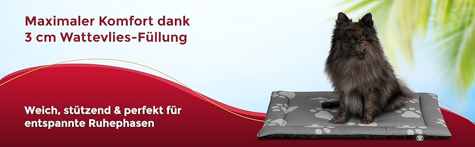 Літня ковдра для собак HS-Hundebett® з бавовни з наповнювачем та антиковзким покриттям XS (45x65 см) – М'яка ковдра для собак на літо – Працює в пральній машині та довговічна – Легка літня ковдра для собак – Лапка Антрацит, Made in DE Лапка Антрацит 45x65 см