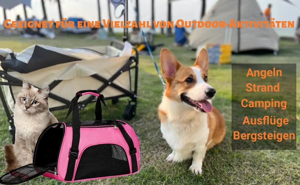 Транспортна сумка для тварин: переноска для собак та котів, рожева, 50 x 23 x 34 см