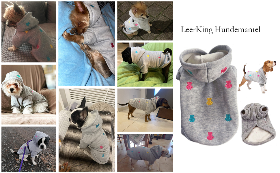 Флісовий теплий костюм-піжама для собак - флісовий худі для маленьких та середніх собак, Французький бульдог, Даксель, Чихуахуа, сірий колір