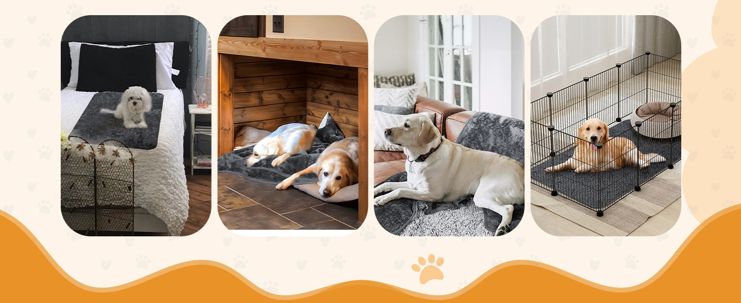 Водонепроникний килимок для собак 100x120 см (40x47 дюймів) - м'який, пухнастий, машинного прання, для собак середніх порід до 16 кг, чорно-білий, для дому та вулиці