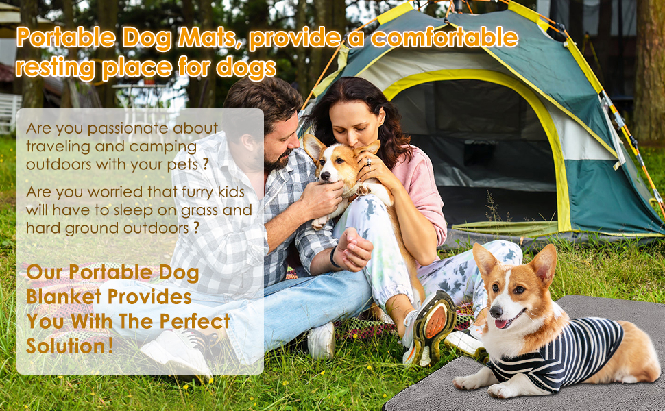 Килимок для собак Outdoor, 100x70 см, водовідштовхувальний. Зручний для подорожей, кемпінгу, з сумкою та щіткою для видалення шерсті. Підходить для собак та котів. Теплий, великий, з оксфордської тканини, чорного кольору.