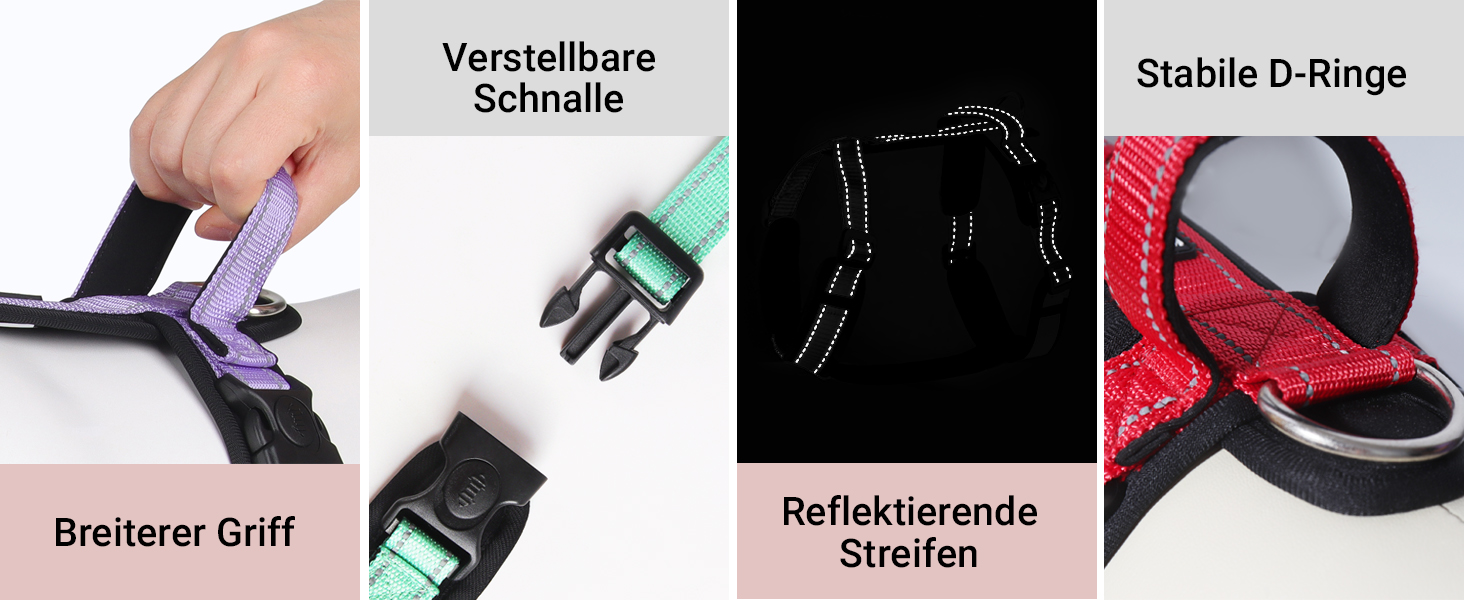 Нашийник для собак XL фіолетовий - зручний, світловідбиваючий, анти-тяга, з ручкою, для собак середніх порід