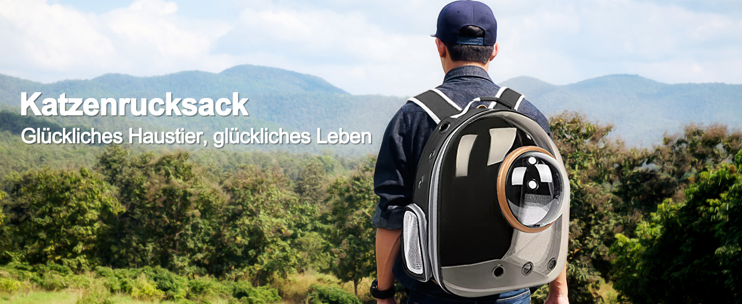 Рюкзак для кота/собаки Galatée, переноска для домашнього улюбленця, водонепроникний, прозорий, чорний, 35*45*28 см