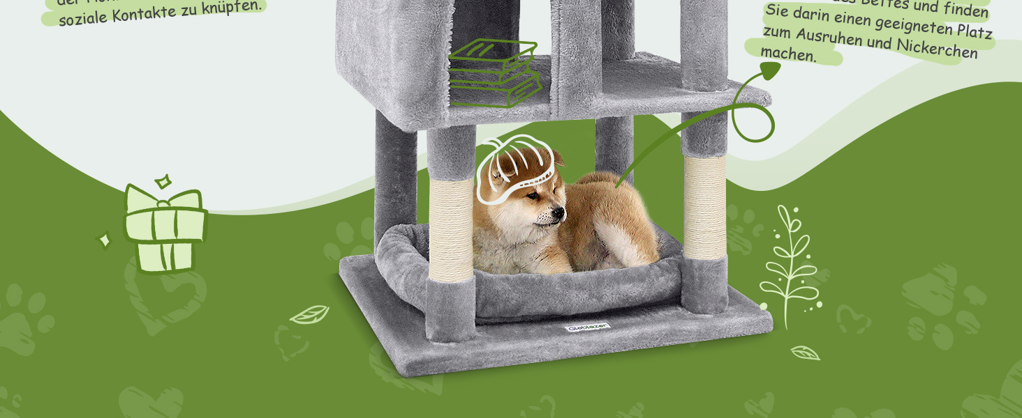 Дряпальня для котів Globlazer XXL, чорно-червона, 183 см, з будиночком, гамаком, платформами, кошиком, для великих порід (Maine Coon, BKH)