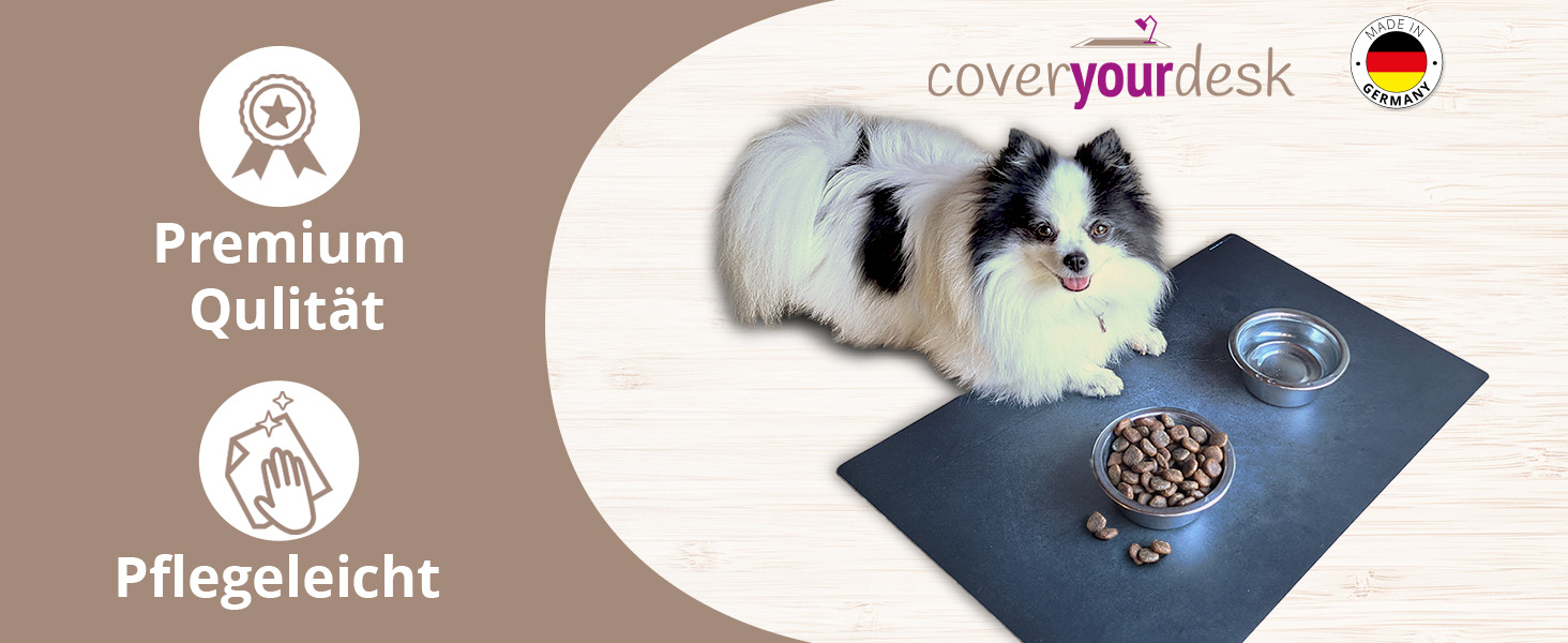 Підстилка для собак та котів 60x40 см – вінілова кормова підстилка з металевим покриттям, міцна, зносостійка, неслизька та водовідштовхувальна – Made in Germany