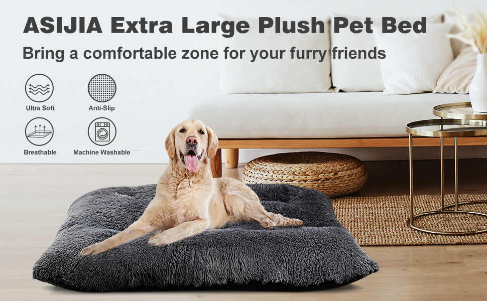 Килимок для собак великий, 90 x 58 см, миючий, пухнастий, Sherpa, з неслизьким дном, теплий лежак для собак та котів, сірий (XL)