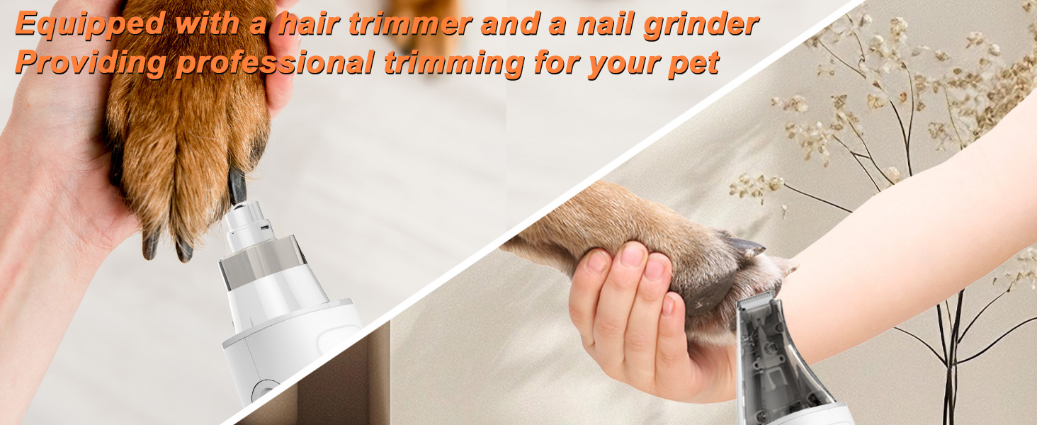 Машина для стрижки собак з пилососом, тиха, для собак та котів. Комплект з 10 інструментів для догляду, контейнер для сміття 2.0 л