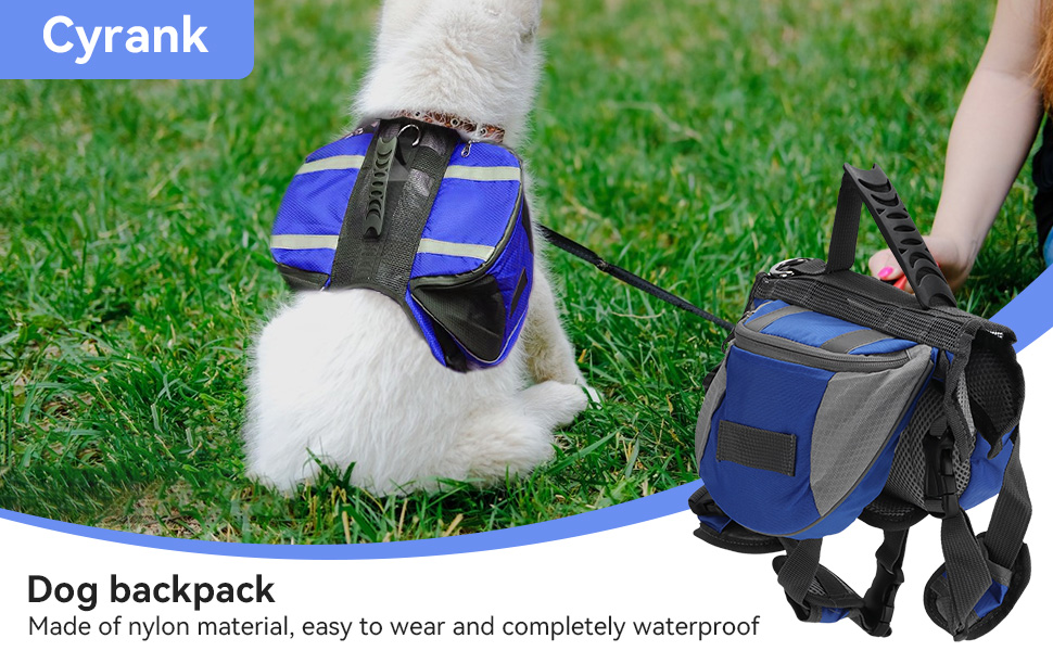 Рюкзак для собак Cyrank: набір посуду, жилет, сумка для спорядження, рюкзак для подорожей з відбиваючими смугами. Підходить для собак середніх розмірів (S)
